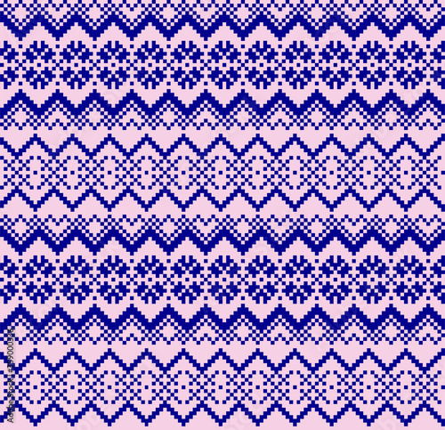 Pink Navy Christmas fair isle pattern background for fashion textiles, knitwear and graphics