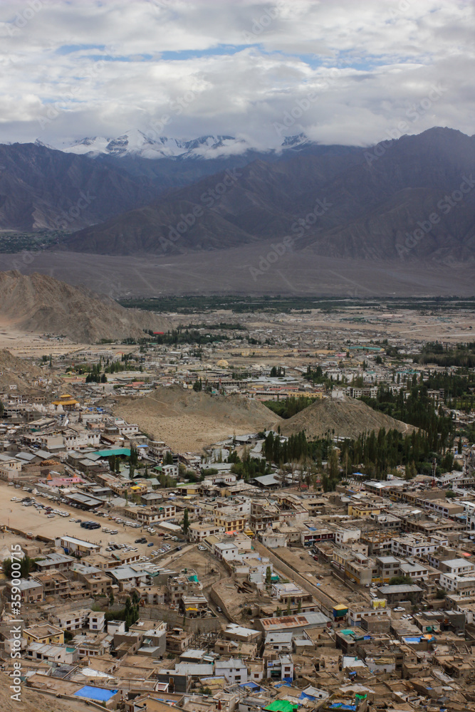 Leh City and the majestic Himalaya mountains (India)