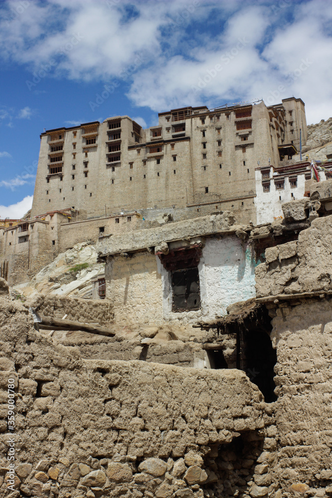 Ancient Tibetan Palace of Leh, an historical tourist destination of the Tibetan region of Ladakh in India