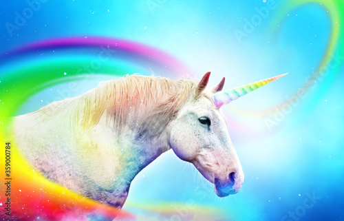 Fotografie, Obraz Colorful rainbow unicorn horse