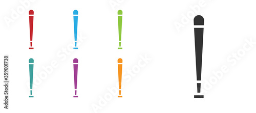 Black Baseball bat icon isolated on white background. Sport equipment. Set icons colorful. Vector Illustration.