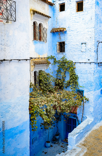 It's Blue wall of Chefchaouen, small town in northwest Morocco famous by its blue buildings