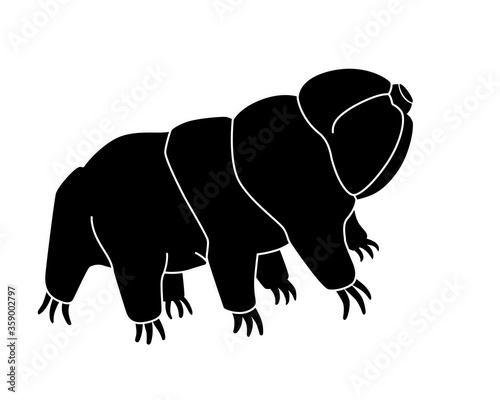 Tardigrades silhouette - stock illustration for logo or sign with microscopic animal. The Black Silhouette of Tardigrades or a small water bear is a very small invertebrate. Eutardigrada.