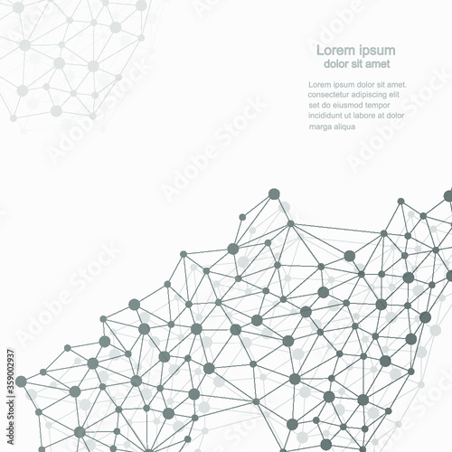 Abstract polygonal background with connecting dots and lines. Connection science background. Vector illustration.