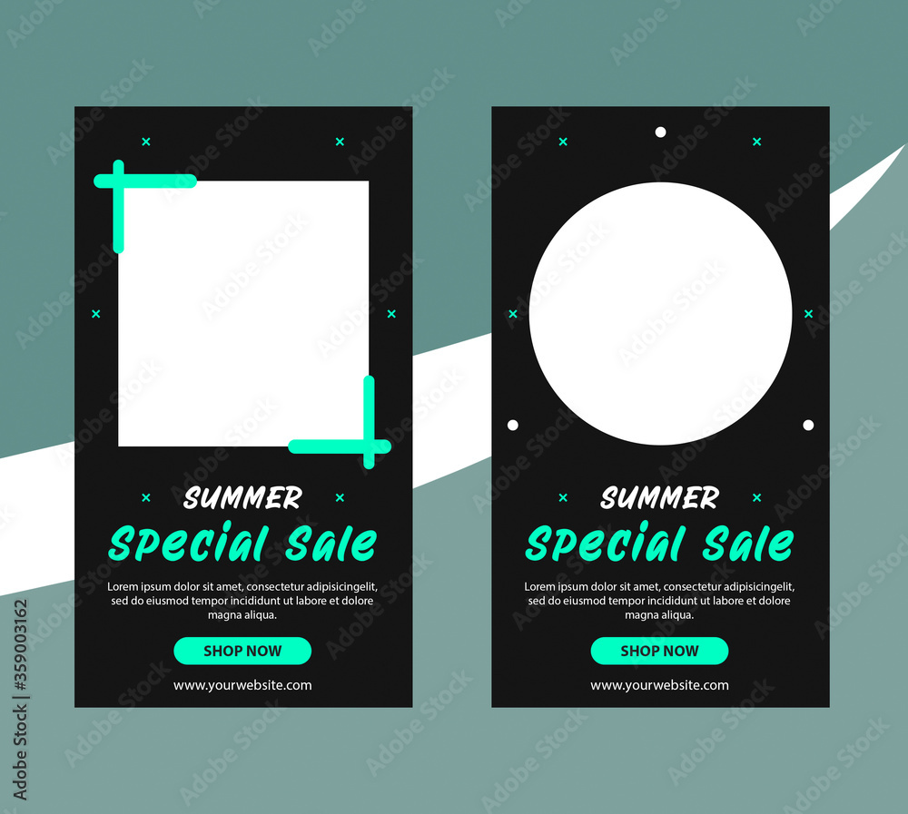 Instagram stories banner template for special sale. Green template for sale. Social media banner instagram. Special sale in stories instagram.