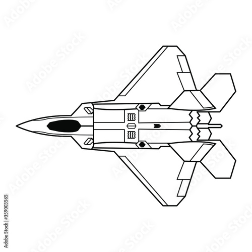 American fighter F-22 Raptor vector illustration.