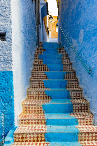 It's Blue painted walls of the houses in Chefchaouen, small town in northwest Morocco famous by its blue buildings © Anton Ivanov Photo