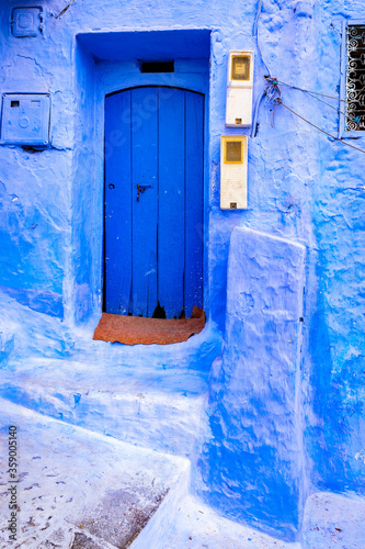 It's Blue painted walls of the houses in Chefchaouen, small town in northwest Morocco famous by its blue buildings © Anton Ivanov Photo