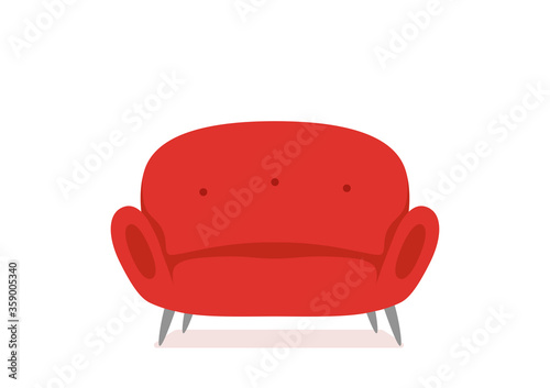 Sofa and couch red colorful cartoon illustration vector.