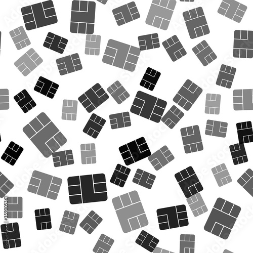 Black Credit card with chip icon isolated seamless pattern on white background. Contactless payment. Vector Illustration.