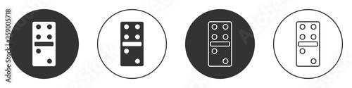 Black Domino icon isolated on white background. Circle button. Vector Illustration.