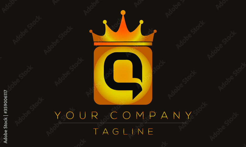 Letter Q Logo Design, Creative Modern Icon Q With Crown Head Letter Q Logo Design, Creative Modern Icon Q With Crown Head
