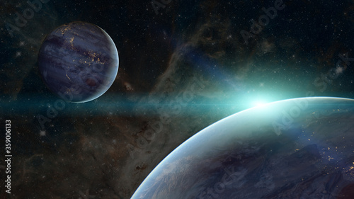 Fototapeta Naklejka Na Ścianę i Meble -  Exoplanet in space. Elements of this image furnished by NASA
