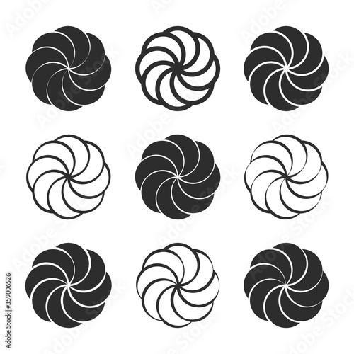 vector monochrome icon set with Armenian eternity sign Arevakhach 