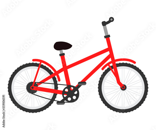 Vector flat illustration of city red bicycle isolated object