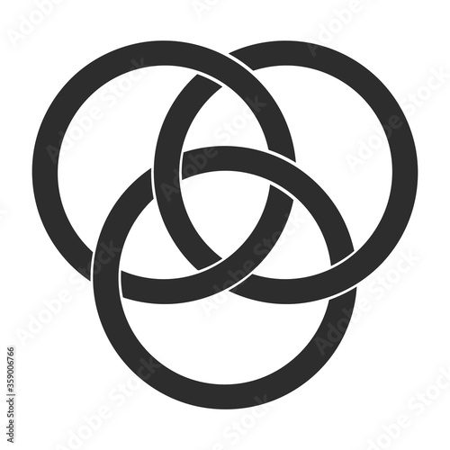 vector monochrome icon with Borromean rings
