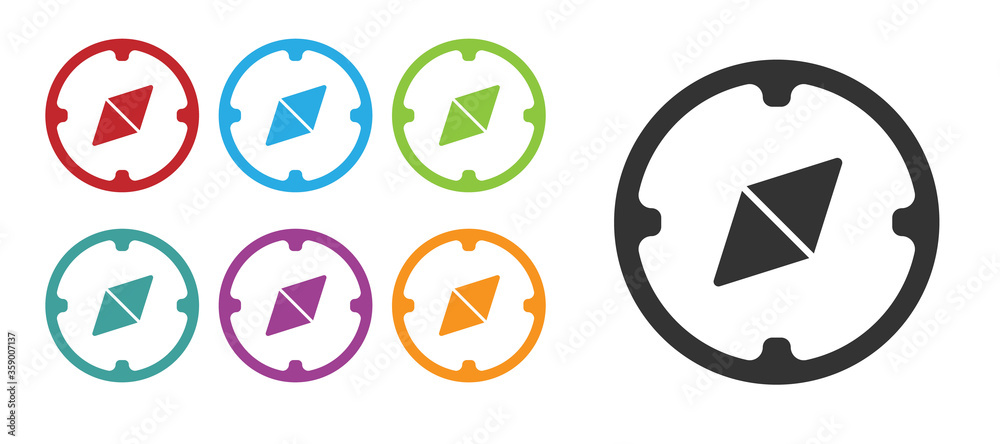 Black Compass icon isolated on white background. Windrose navigation symbol. Wind rose sign. Set icons colorful. Vector Illustration. Black Compass icon isolated on white background. Windrose navigation symbol. Wind rose sign. Set icons colorful. Vector Illustration.