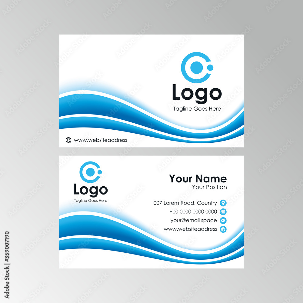 abstract stylish blue white wave business card design, professional name card template vector abstract stylish blue white wave business card design, professional name card template vector