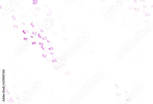 Light Pink vector background with symbols of 30, 50, 90 % sales.