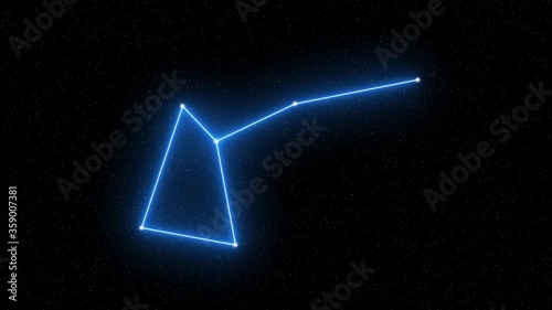Musca - Animated zodiac constellation and horoscope symbol with  starfield space background photo