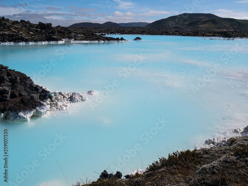 Silica rich water in Blue lagoon, natural geothermal spa, Iceland photo