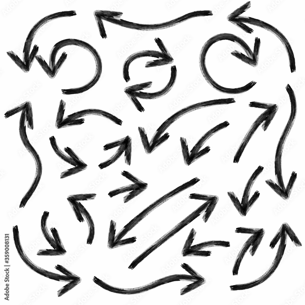 Set of hand drawn arrows doodle design elements Set of hand drawn arrows doodle design elements