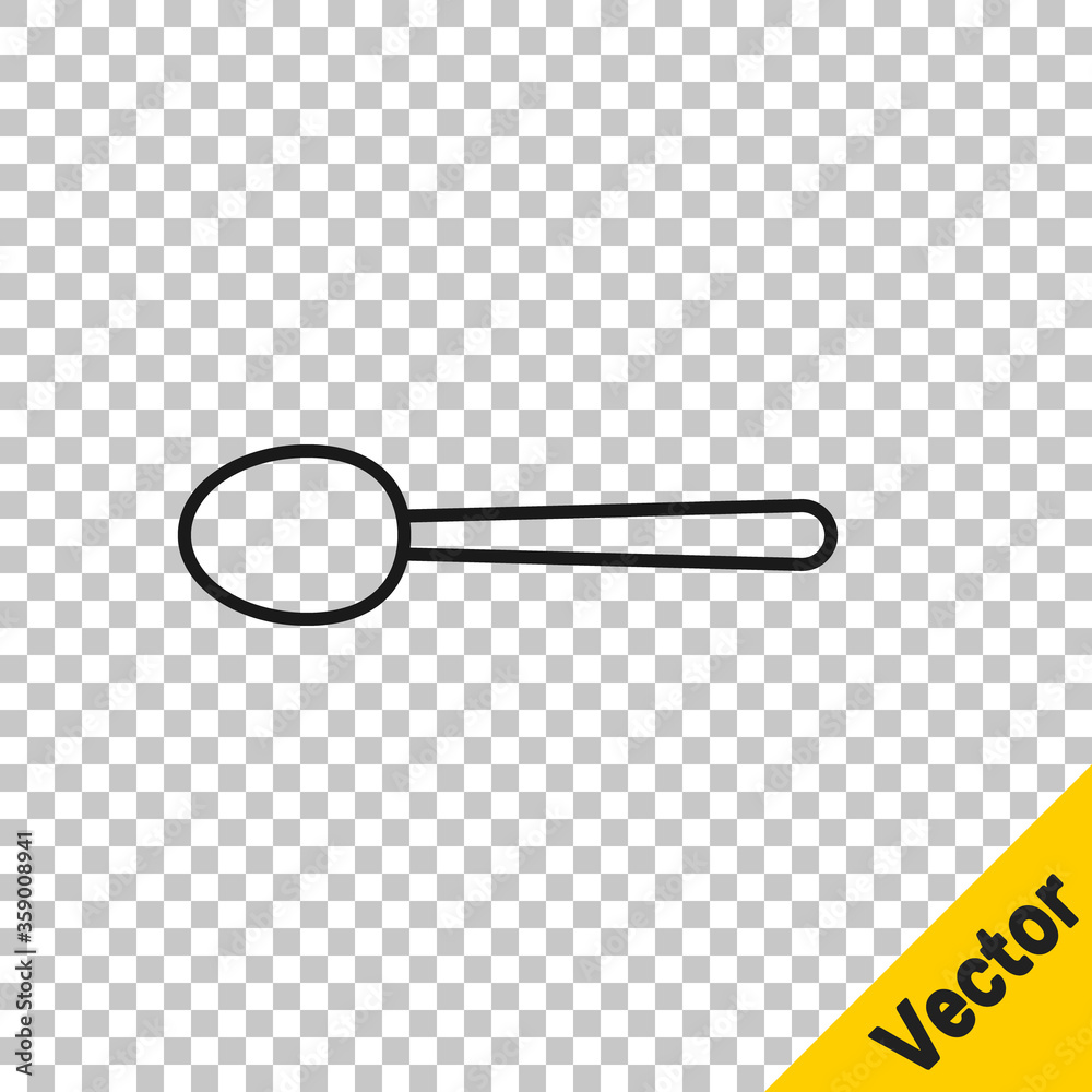 Black line Spoon icon isolated on transparent background. Cooking utensil. Cutlery sign. Vector Illustration.