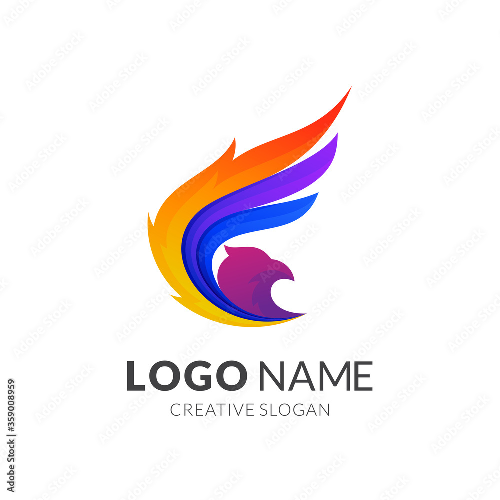 Eagle logo, 3d colorful logo style Eagle logo, 3d colorful logo style