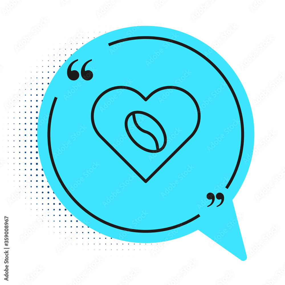 Black line Coffee Lovers icon isolated on white background. I love coffee. Blue speech bubble symbol. Vector Illustration. Black line Coffee Lovers icon isolated on white background. I love coffee. Blue speech bubble symbol. Vector Illustration.