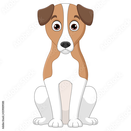 Illustration of sitting basset hound dog cartoon on white background