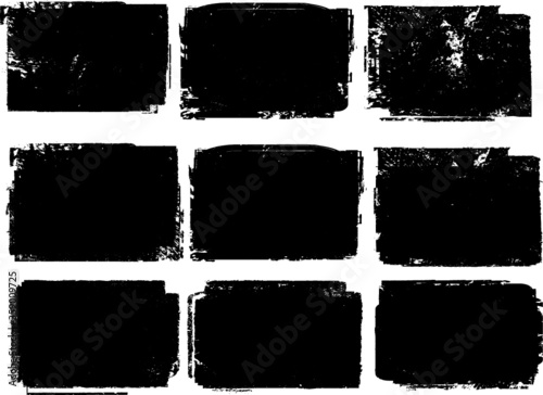 Grunge Paint Roller . Vector brush Stroke . Distressed banner . Black stripes isolated. paintbrush collection . Modern Textured shape . Dry border in Black . Bulge lines