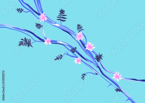 Fototapeta Naklejka Na Ścianę i Meble -  abstract floral background blue background 