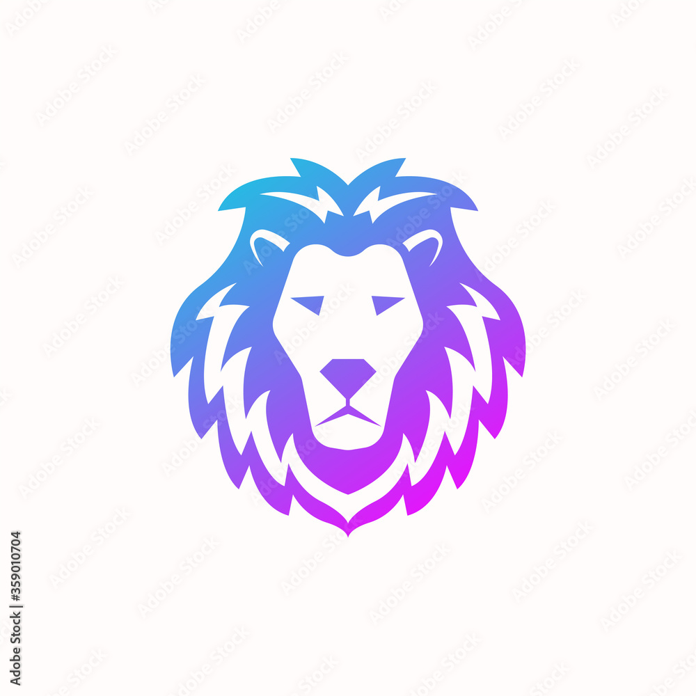 Lion logo vector design with gradient color