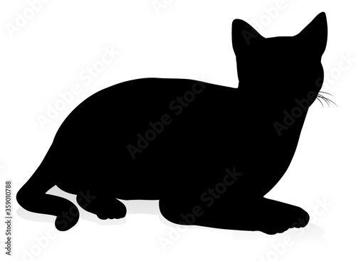 A silhouette cat pet animal detailed graphic