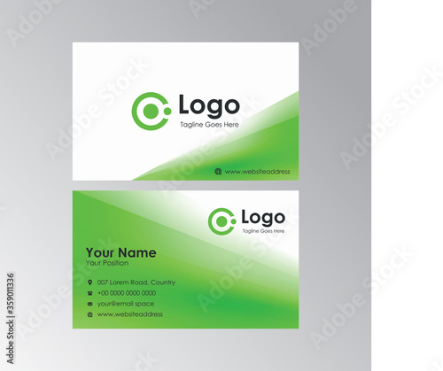 abstract smooth green white business card design, professional name card template vector