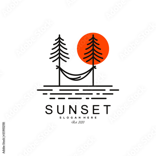 Hammock simple monoline illustration line art