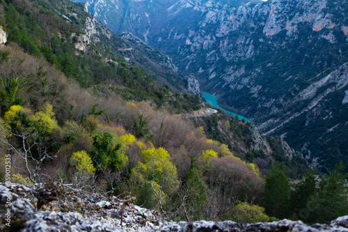 Gorges du Verdon in Winter from high viewpoint.