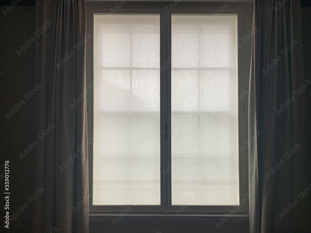 Obraz premium Open window with white curtains 