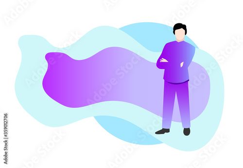 Vector illustration of a businessman on a blue background