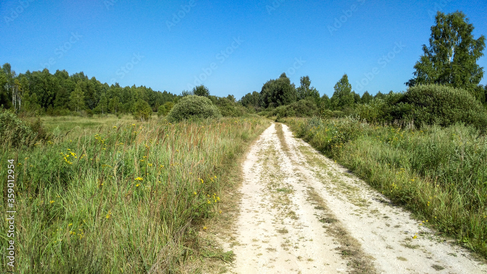 The road through the fields of the Meshchera region