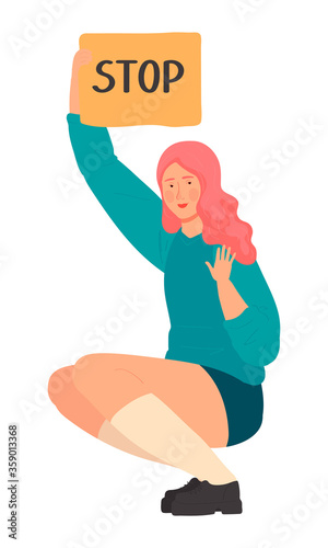 Protest people against discrimination All Lives Meter, set of cartoon characters isolated on white, vector illustration. Men and women activists protest with signboards, anti racism discrimination