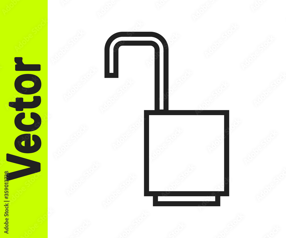 Black line Open padlock icon isolated on white background. Opened lock sign. Cyber security concept. Digital data protection. Vector Illustration. Black line Open padlock icon isolated on white background. Opened lock sign. Cyber security concept. Digital data protection. Vector Illustration.