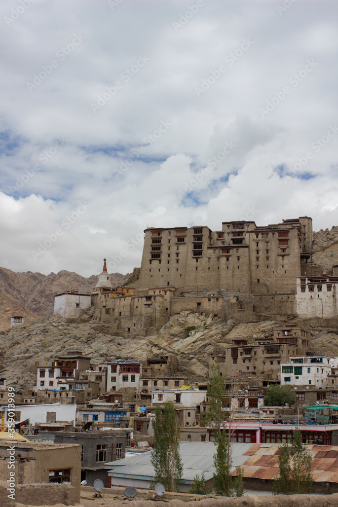 Wonderful Ancient Tibetan Palace of Leh, a famous tourist destination of the Tibetan region of Ladakh in India