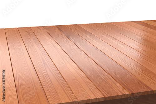 Wood table texture on white background, 3D rendering