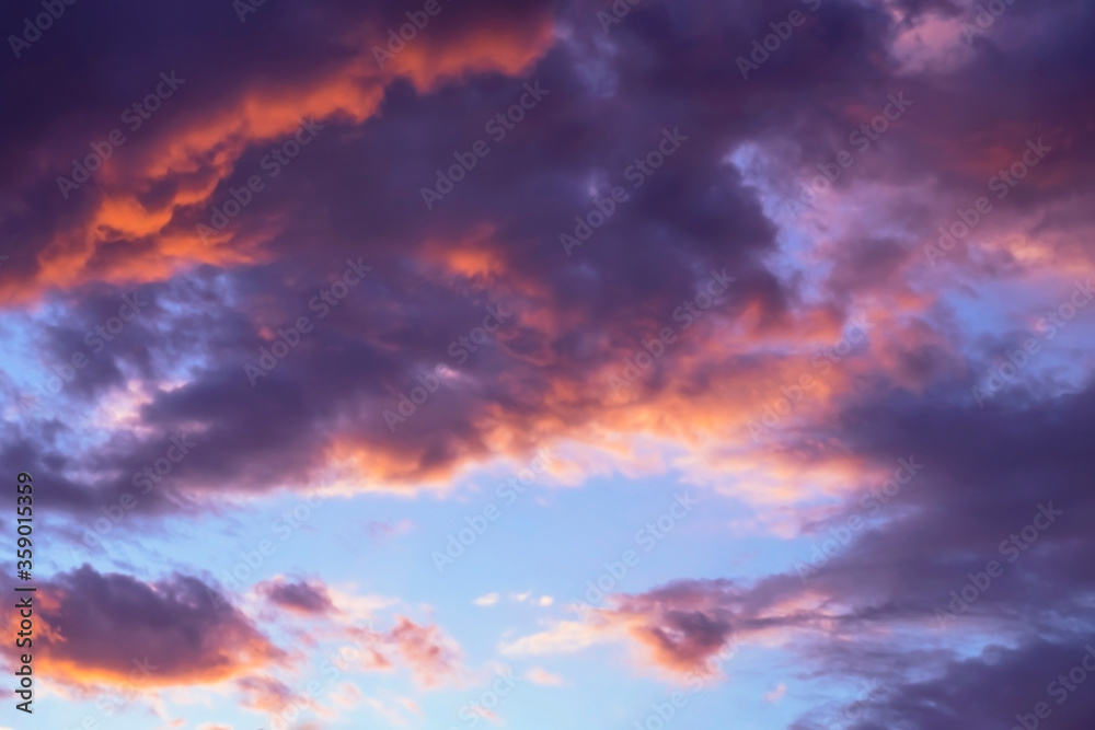Clouds in the sky. The sun in the clouds. A look through the clouds. The clouds are floating towards the sun. The path to god. Thick steam texture. Thick fog. Sunset soon. High in the sky