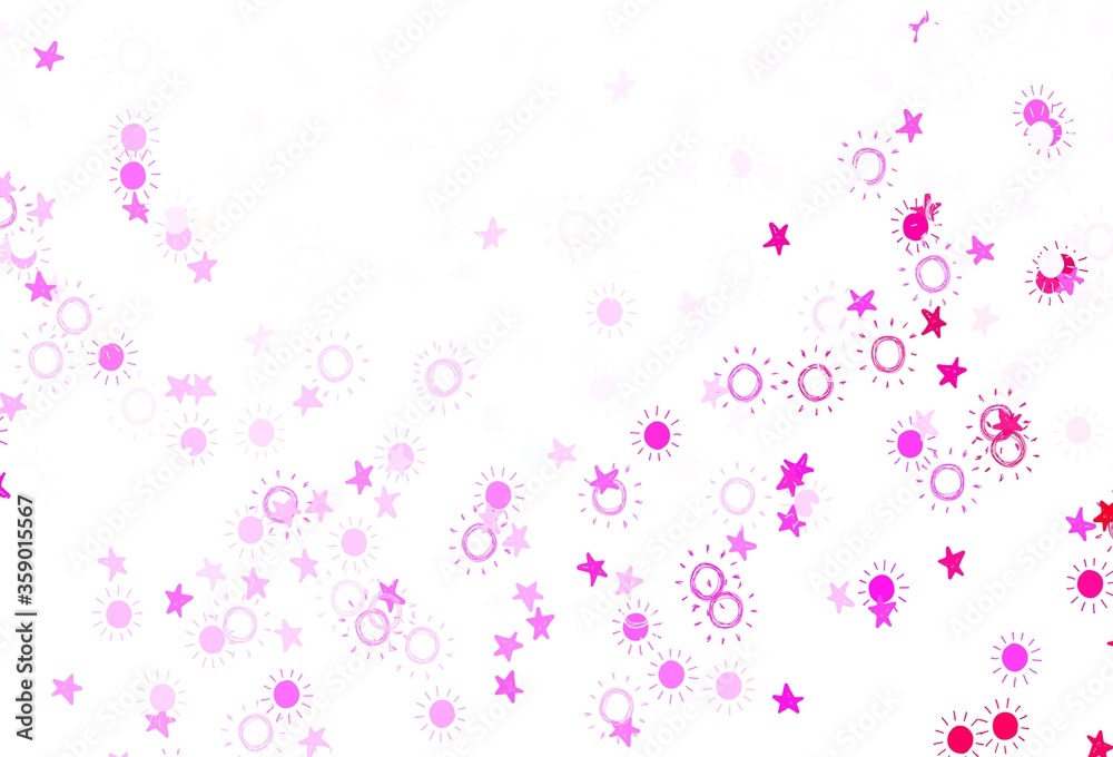 Light Pink vector texture with small stars, suns.
