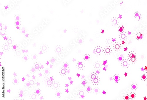 Light Pink vector texture with small stars, suns. © smaria2015