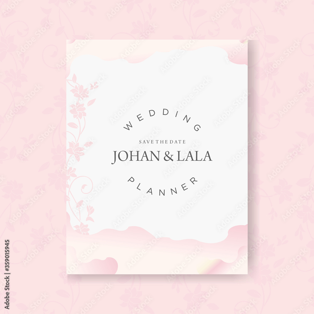 Beautiful wedding invitation card template with splash and flower