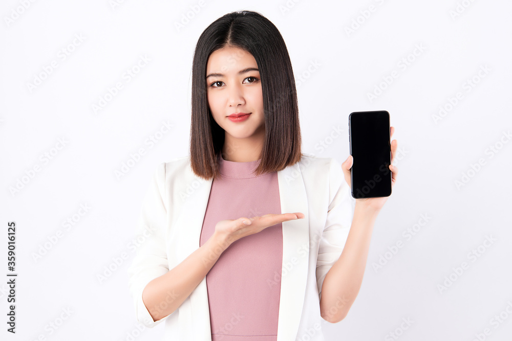 Working Woman showing the mobile phone. Working Woman showing the mobile phone.