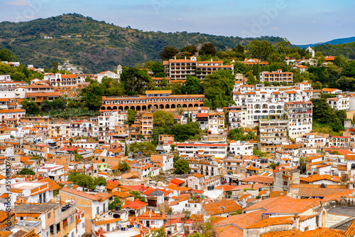 Aerial view of Taxco, Mexico. The town is known because of its Silver products